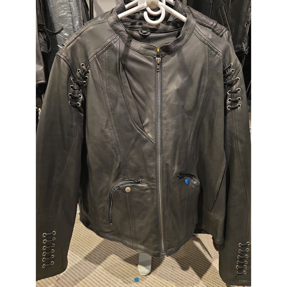 Daniel Smart DS885 Raven Blaze Womens Leather Motorcycle Riding Jacket XXL